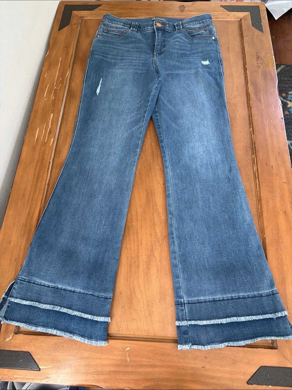 Democracy AbTechnology Distressed Kick Flare with Layered Frayed Hem Size 10